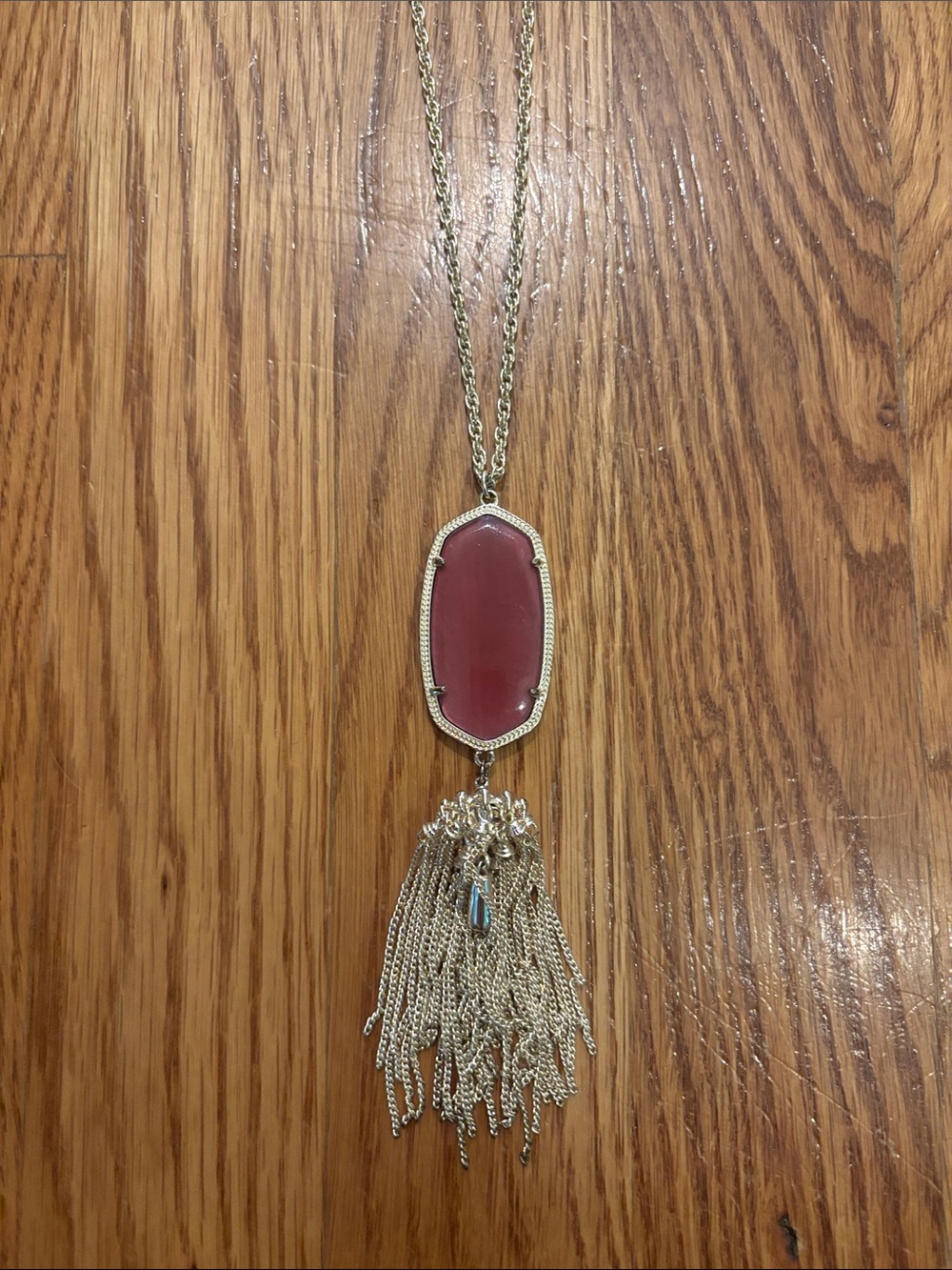 Kendra Scott Dark Pink Stone Tassel Pendant Necklace